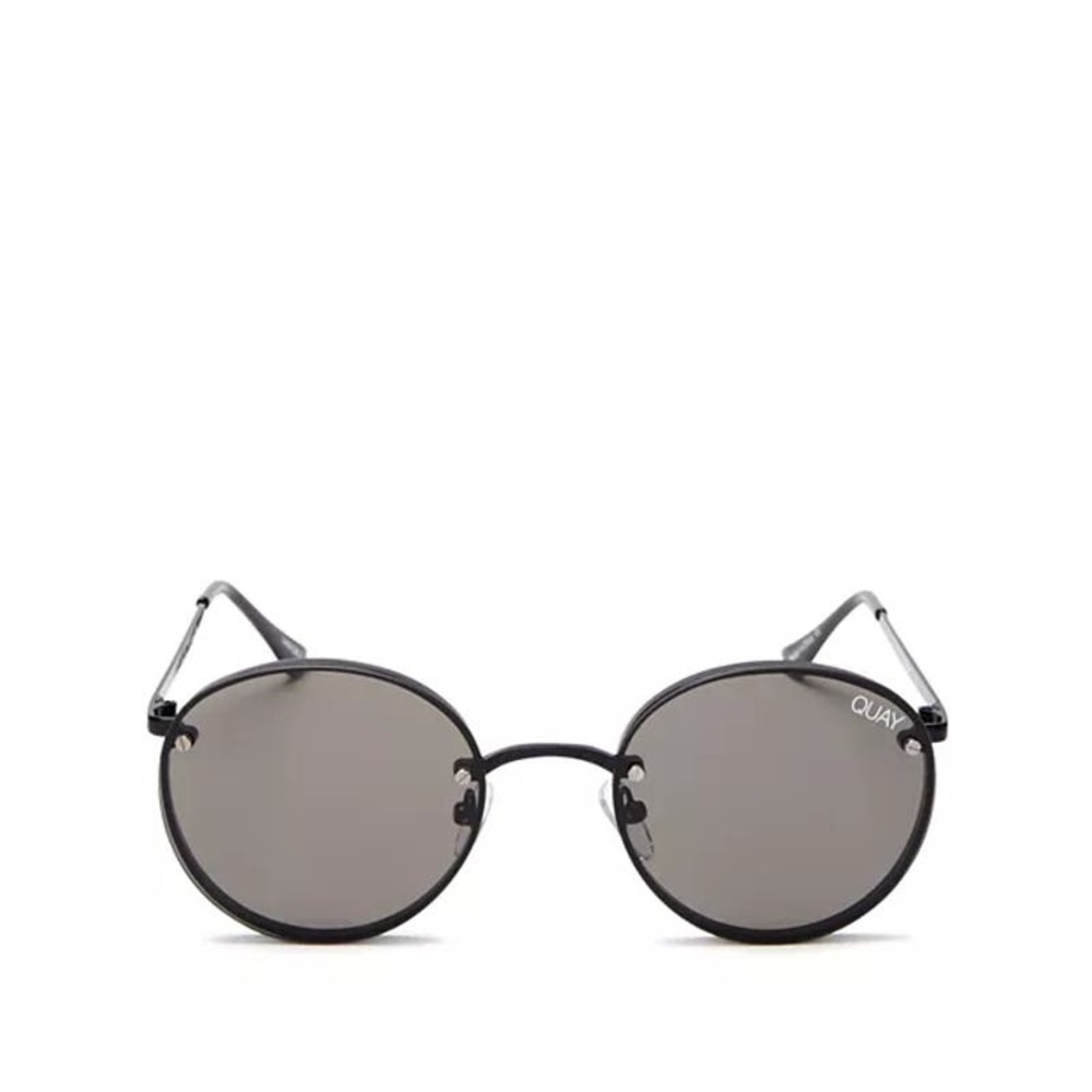 Quay Australia X ELLE FERGUSON Farrah Round Sunglasses Gunmetal/Silver NWT